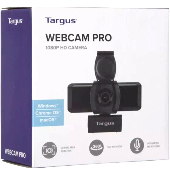 Targus Webcam Pro 1080P HD Camera 360 Rotation, Integrated Mic - Windows | MacOs - Picture 1 of 9